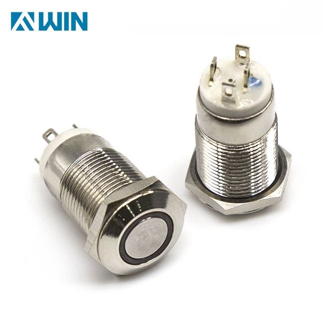 4 Pin 12MM Ring Metal Push Button Switch